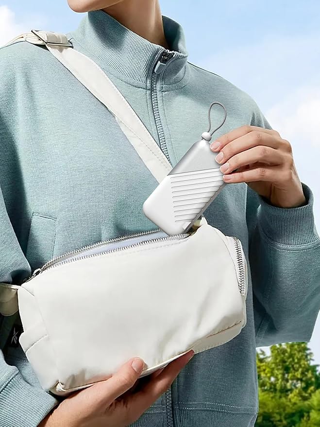 10000mAh Portable Charger Power Bank with Built-in Cable 27W Portable Charger with Wall Plug Portable Cell Phone Charger for iphone Mobile Charger Power Bank for Android Galaxy Android etc, White