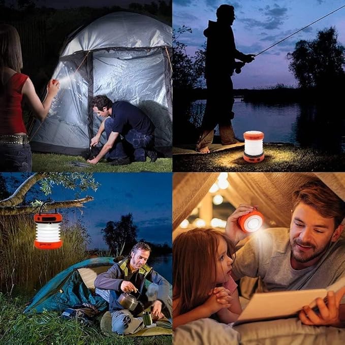 THORFIRE Collapsible LED Camping Lantern Rechargeable, Portable Hand Crank Lantern Flashlight with 4 Light Modes for Power Outage, Hiking, Emergency, Fishing (2 Pack)