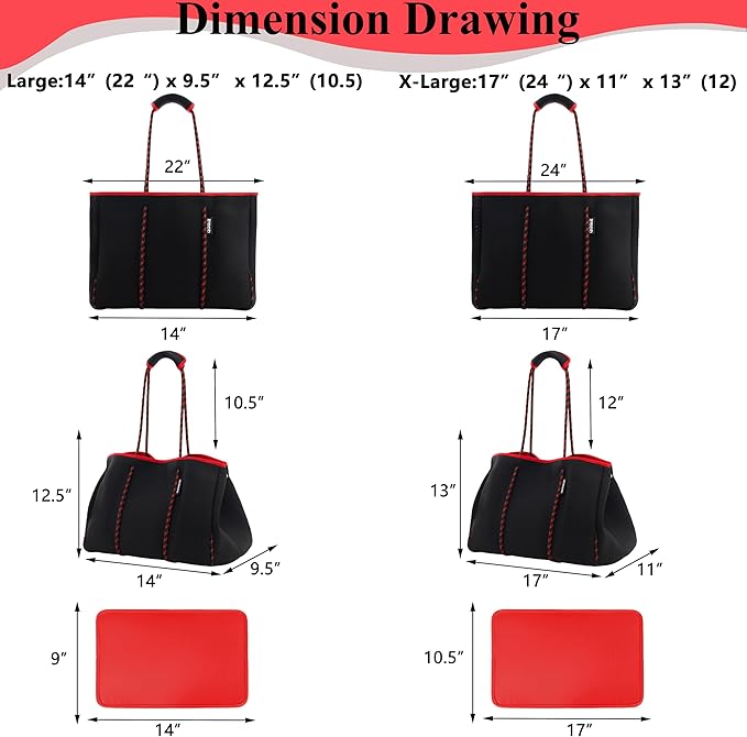 QOGiR Neoprene Multipurpose Beach Bag Tote with Inner Zipper Pocket … … … …