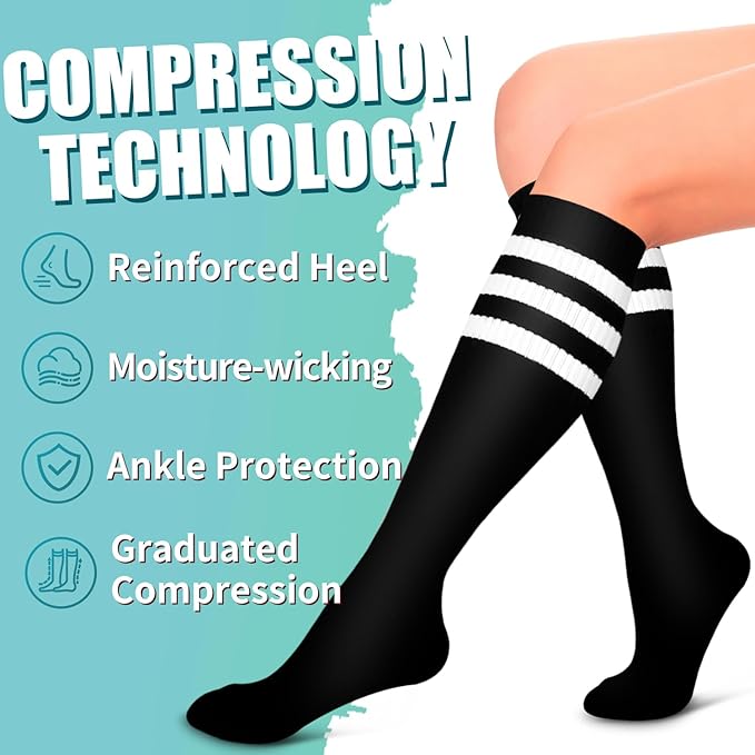 Laite Hebe Compression Socks for Women & Men Circulation(6 pairs)-Graduated Supports Socks for Running, Athletic Sports