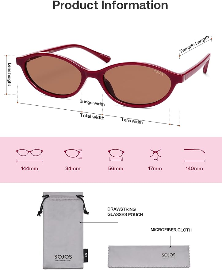 SOJOS TR90 Ultra Light Flexible Sunglasses for Women Retro Oval Polarized Cat Eye Vintage Shades UV400 Protection Comfort Fit