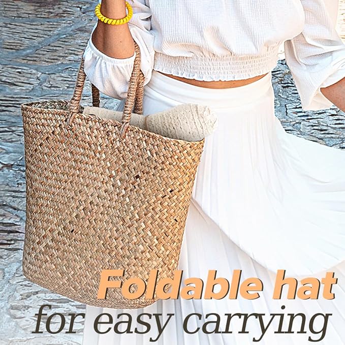 Sun Beach Hats for Women Summer Floppy Wide Brim Sunhat Packable Foldable Lace Travel Vacation