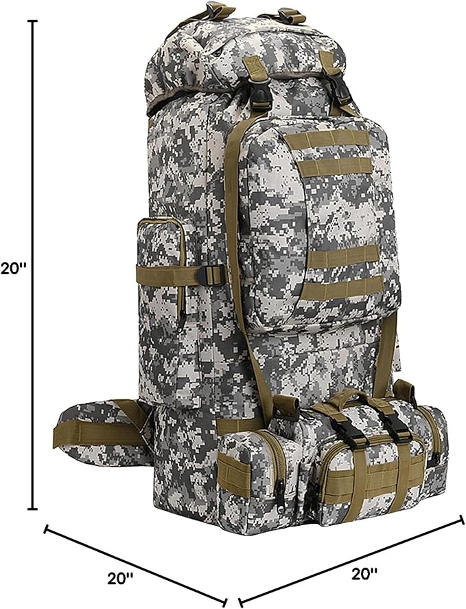 HongXingHai 100L Camping Hiking Backpack,Molle military Tactical rucksack backpack,Waterproof Lightweight Hiking Backpack (CityCamo-C)