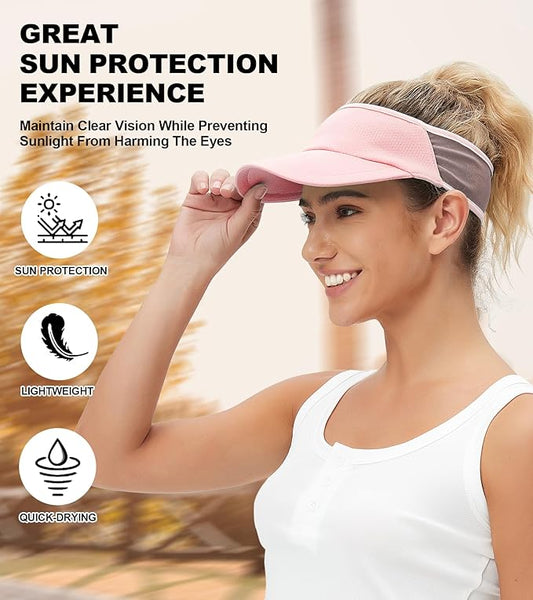 Sun Visor Hats for Men Women Lightweight Portable Stretchy Sun Hat for Running Tennis Golf