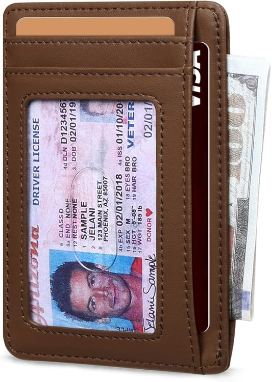 RUNBOX Slim ID Cases Minimalist Front Pocket RFID Blocking Leather Wallets for Men and Women Card Holder Wallets Gifts for men