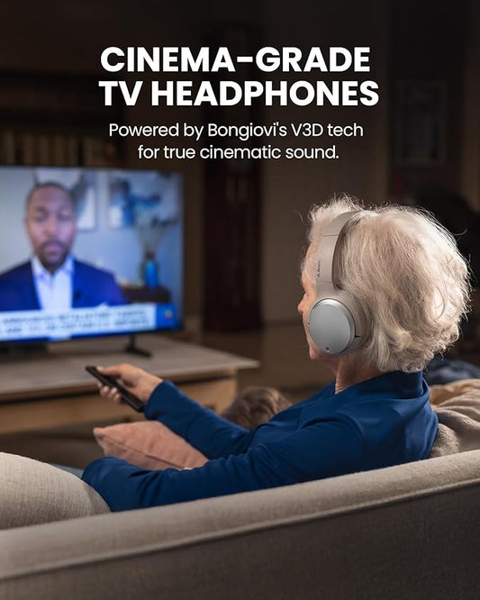 Avantree Crescendo 3D – 3D Surround Wireless TV Headphones with Cinema Mode, HDMI Soundbar Passthrough, Replaceable Battery, 60H Playtime, Works with All TVs Including Samsung & LG