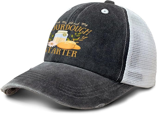 Ask Me About My Sourdough Starter Bread Baking Baker Bakery Hats Beach Cap for
