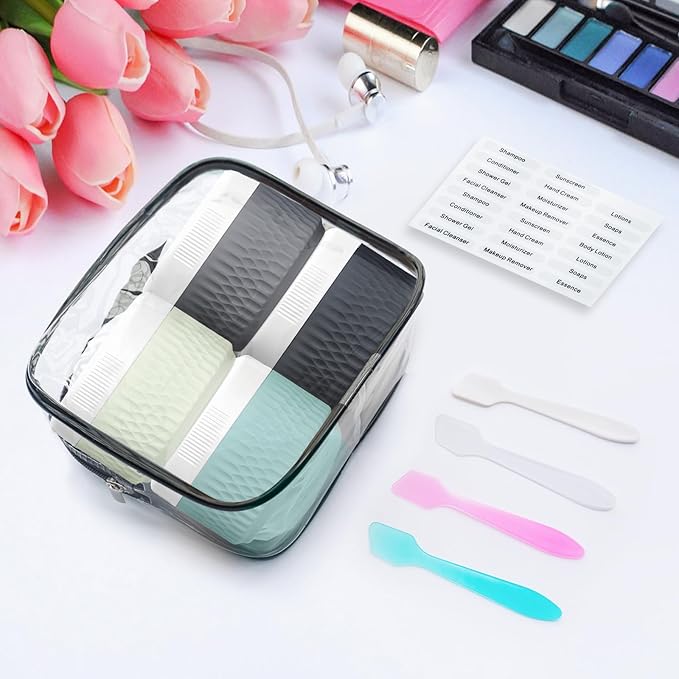 BPA Free Silicone Cream Jars - TSA Approved 3oz Travel Size Containers, Leak-proof with Lid for Cosmetic, Face, Hand, Body Glitters