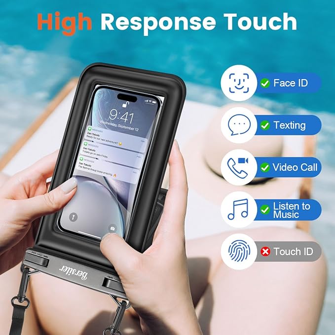 Floating Waterproof Phone Pouch - 2 Pack IPX8 Waterproof Phone Bag with Double Space, Waterproof Phone Case with Lanyard for iPhone 17 16 15 14 13 Pro Max Galaxy S24+ S23, Beach Cruise Ship Essentials