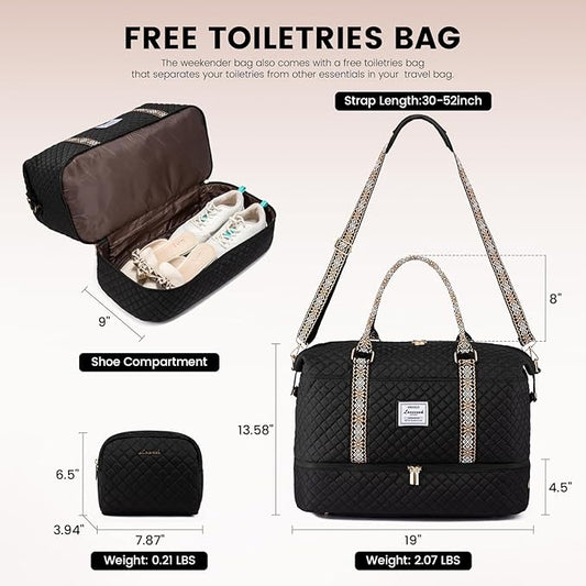 LOVEVOOK Travel Duffle Bag,Weekender Bags for Women with Shoe Compartment,Carry on Overnight Bag with Toiletry Bag,Gym Duffel Bag with Wet Pocket, Hospital Bags for Labor and Delivery