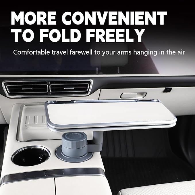 360° Rotating Folding Cup Holder Table, Steering Wheel Tray, Car & Laptop Desk - Car Accessories for Women & Men, Fit Tesla Model Y/3/S/Explorer/Maverick(Foldable Car Table Board (White))