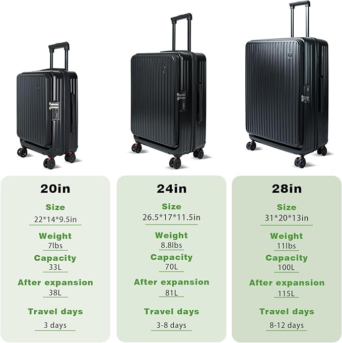 Azalitch large suitcases with wheels, 28 inch luggage with spinner wheels, Checked Luggage with Spinner wheels, Hard Shell Top-open Design Expandable Large Luggage