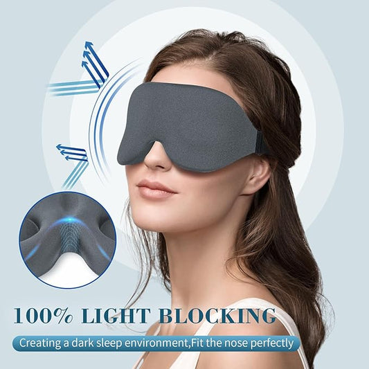 ZGGCD Sleep Mask for Side Sleeper, Light Blocking Sleeping Eye Mask for Women Men, 3D Contoured Cup Night Blindfold, Luxury Eye Cover Eyeshade with Adjustable Strap for Travel, Nap, Grey
