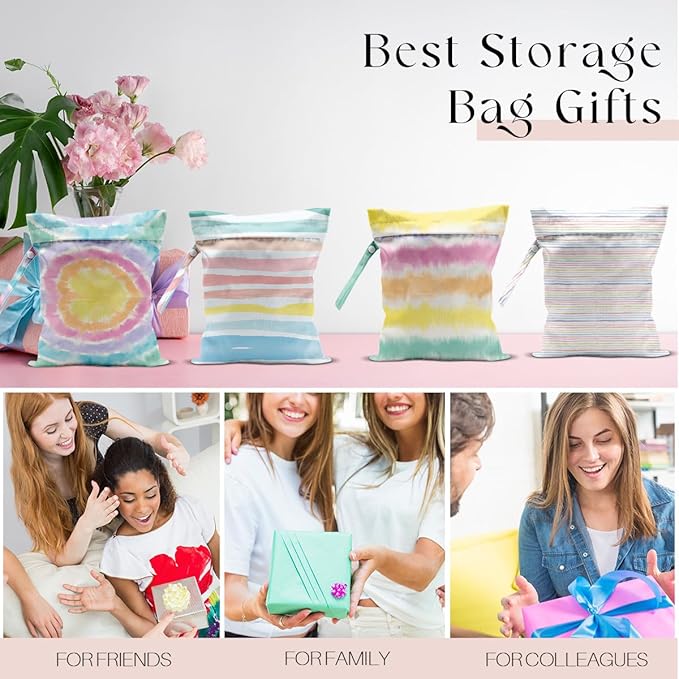 4 Pcs Wet Bag, Wet Dry Bag, Waterproof Bag, Beach Bag, Wet Bag for Pool, Beach, Swimsuit, Diapers, Makeup Bag, Cruise Ship Essentials, Accessories Travel Essentials for Women