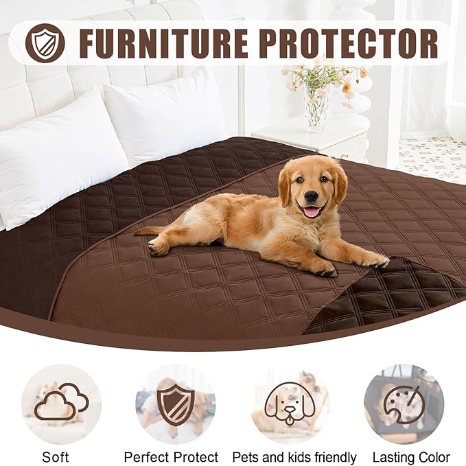 Smiry Waterproof Dog Bed Cover Blanket 52x82, Soft Reversible Pet Blanket, Washable Leakproof Cats Dogs Couch Cover for Sofa, Couch, Furniture, Lattice, Brown/Chocolate