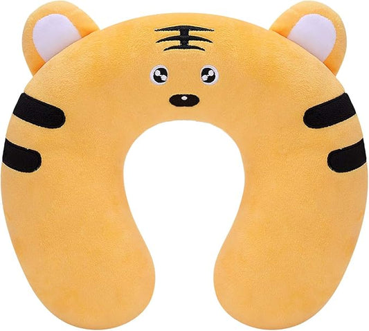 H HOMEWINS Travel Pillow for Kids,Cute Animal Toddler Neck Pillow for Boys Girls,Soft Neck Head Chin Support Pillow,Travel Accessories for Airplane, Car, Train,Recline (Tiger)