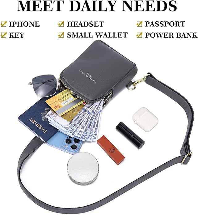 INICAT Travel Small Crossbody Sling Bags Women Cross Body Purses Passport Holder Vegan Leather Fanny Packs Birthday Gifts