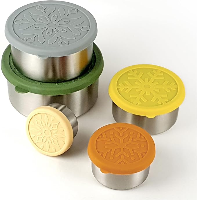 Stelboss Stainless Steel Containers with Lids, Set of 5, Leakproof Stainless Steel Food Containers, Metal Food Storage Container, Stackable Toddler Snack Containers, Lunch Box Containers
