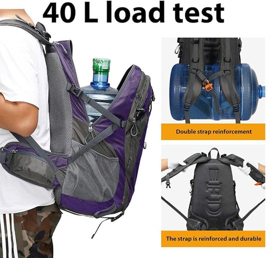 FENGDONG 40L Waterproof Lightweight Hiking,Camping,Travel Backpack for Men Women Purple
