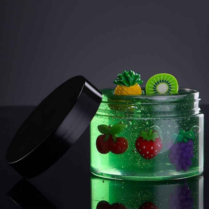 SATINIOR 12 Pack 6 oz Plastic Container Jars with Lids Round Clear Travel Cosmetic Container Slime Jars for Toiletries, Lotion, Cream, Ointments, Makeup, Rhinestone, Samples, Kitchen Storage(Black)