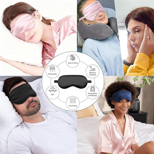 6PACK Silk Sleep Mask Satin Eye Masks Blackout Silky Eyeshade Cover Soft Blindfold Eyeshades for Women Sleeping Travel Gift