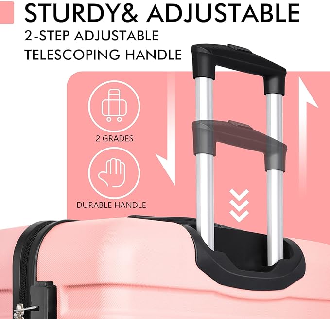 AnyZip Luggage PC ABS Hardside Lightweight Suitcase with 4 Universal Wheels TSA Lock Checked-Large 28 Inch Pink