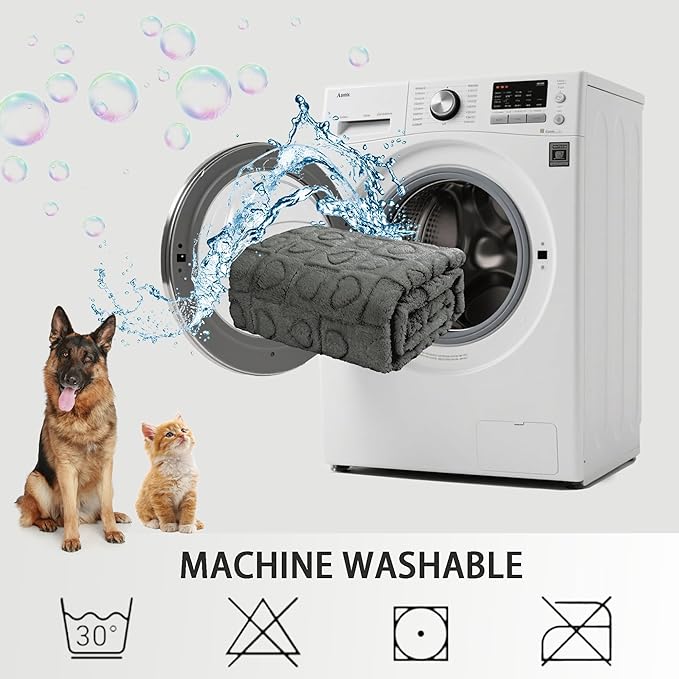 gogobunny Calming Plush Dog Cat Blanket 300GSM Coral Fleece, Ultra-Soft Machine Washable Pet Bedding for Small Medium Dogs Cats Puppies Kittens (Anthracite, 30x40)