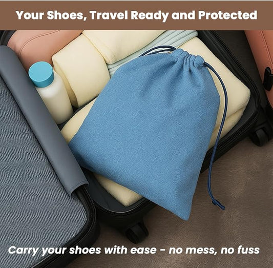 LFH Cotton Rich Shoe Storage Bags with Drawstring, Breathable Reusable Organizer, Perfect For Travel, Dorm, Hotel, College, Gym, Easy to Carry, Machine Washable 12"x17" (Pack of 6) - Sky Blue