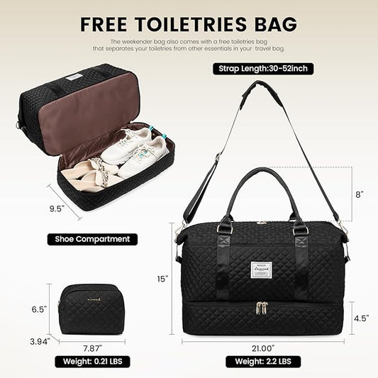 LOVEVOOK Travel Duffle Bag,Weekender Bags for Women with Shoe Compartment,Carry on Overnight Bag with Toiletry Bag,Gym Duffel Bag with Wet Pocket, Hospital Bags for Labor and Delivery