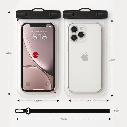 1/2 Pack Waterproof Phone Pouch Compatible with iPhone 17 16 15 Pro Max & Galaxy S24+/S23 7in Waterproof Phone Case, IPX8 Beach Travel Must Haves, Beach Essentials, Black and Red, 2 Pack