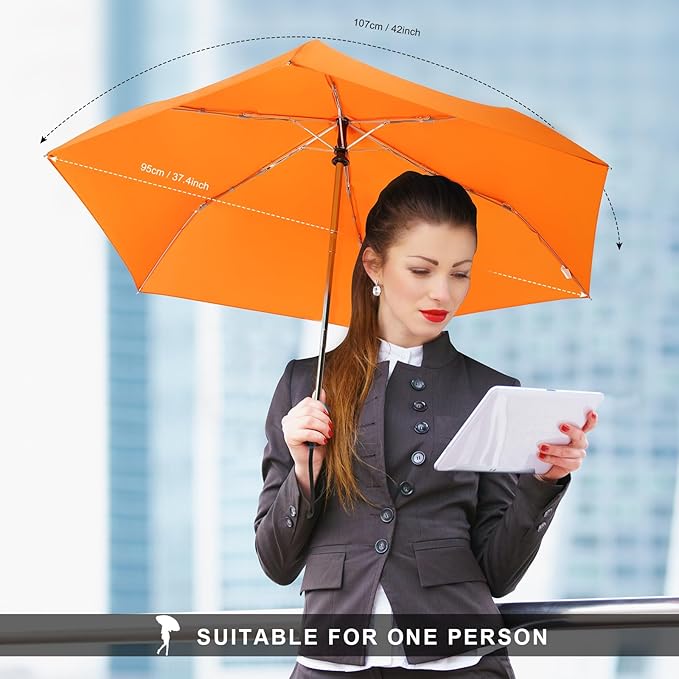 LEAGERA Compact Travel Umbrella for Purse - Flat Handle, Waterproof for Light Rain