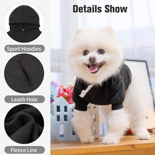 BINGPET Dog Hoodie, Fleece Lined Fall Cold Winter Soft Warm Puppy Sweatshirt with Leash Hole, Dog Sweaters Outfit,Pullover Puppy Hoodie for Small Medium Large Dogs Cats