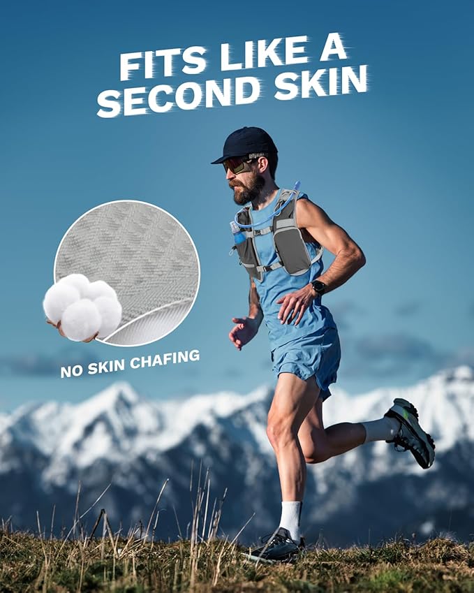 Running Vest for Women and Men, Hydration Running Backpack, Runners Vest, Hydration Vest, with Front Phone Holder, Adjustable Chest and Waist Strap