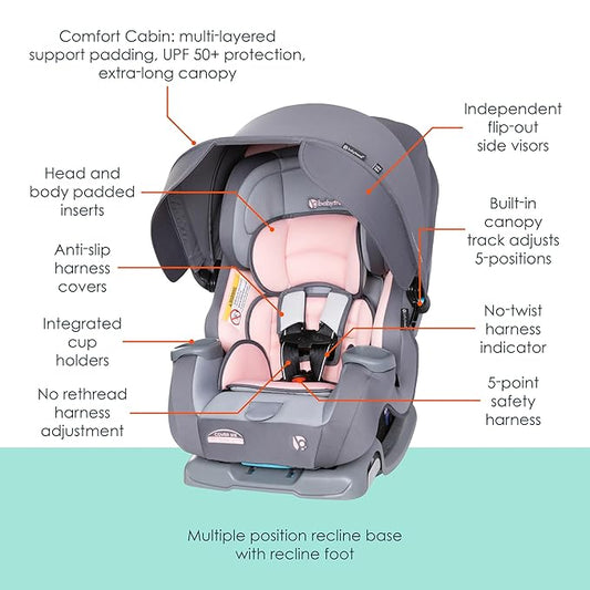 Baby Trend Cover Me 4-in-1 Convertible Car Seat, Desert Pink