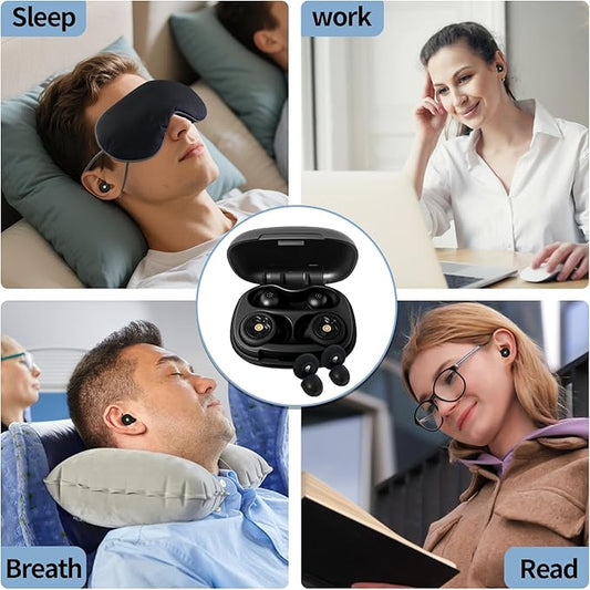 Ear Plugs for Sleeping Noise Cancelling 50dB, Reusable Hearing Protection for Snoring, Airplane Travel, Concerts & Focus, Includes 8 Silicone Tips & Comfortable Sleep Eye Mask (Black)