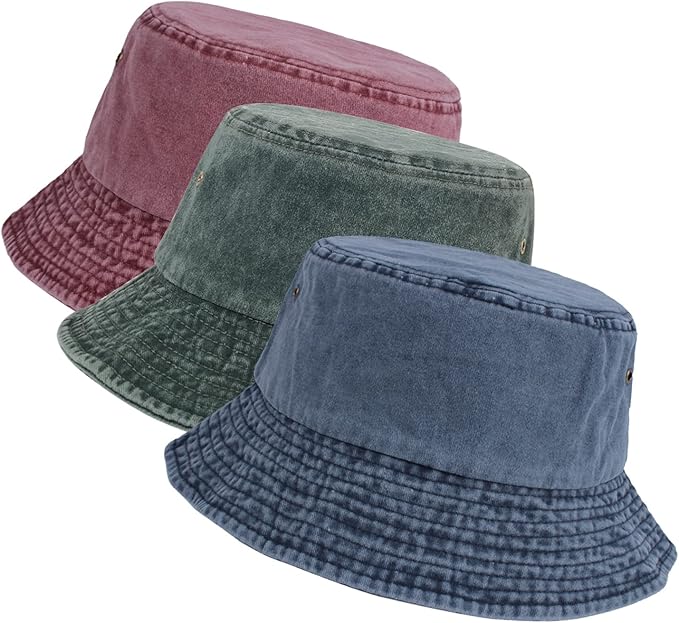 Washed Cotton Bucket Hats Packable Summer Outdoor Cap Travel Beach Sun Hat Plain Colors for Men Women