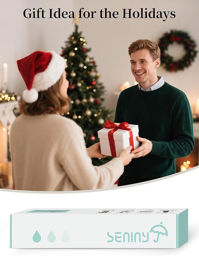 Seniny Electric Travel Umbrella with Intelligent Open Close, Rechargeable Umbrellas for Rain Windproof, Automatic Portable & Compact Umbrella with Reflective Stripe