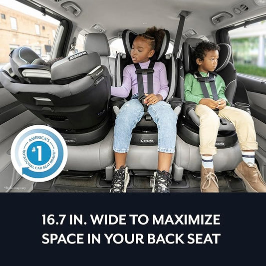 Evenflo Revolve360 Slim 2-in-1 Rotational Car Seat with Quick Clean Cover (Stow Blue)