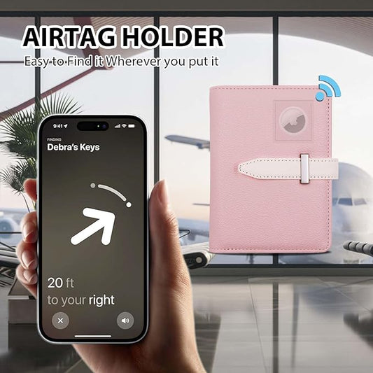 Passport Holder with Airtag for Women/Men,Airtag Passport Wallet for Travel,Cute Passport Holder Rfid Blocking,Travel Wallet for Cards Passport Cover Case