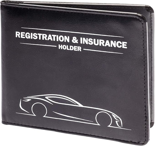 CANOPUS Car Registration & Insurance Holder with Magnetic Closure, Vehicle Document Organizer, Auto Glove Box Wallet, Includes 2 EZ Pass Strip Sets – Car