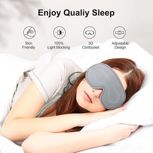 Eye Mask for Sleeping, 3D Contoured Cup Sleep Mask for Men Women, Soft Breathable Blackout Blindfold, Travel Eye Cover, Night Sleeping Mask with Adjustable Buckle for Side Sleeper (Grey, 1 Pack)