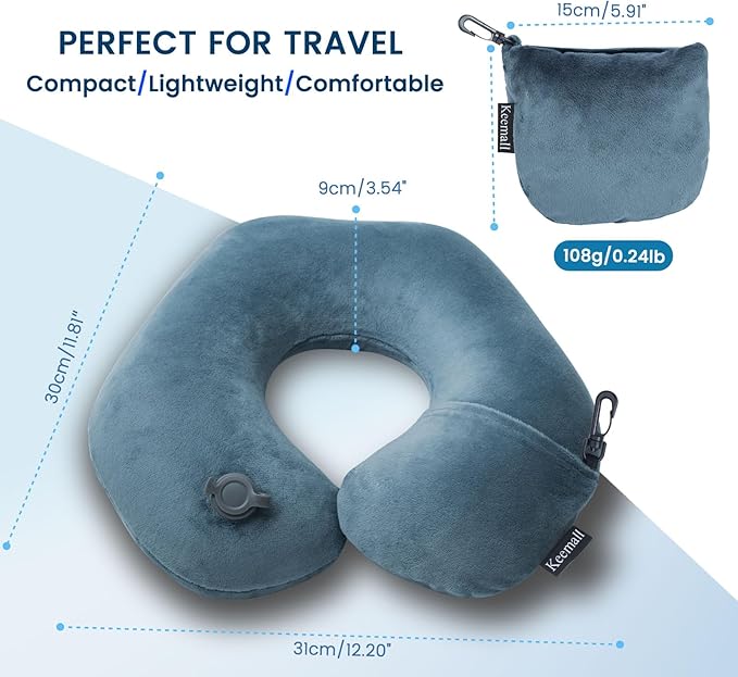 Inflatable Travel Neck Pillow for Airplane Train Car Washable Pillowcase U Shaped Office Napping Pillow