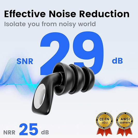 Ear Plugs for Sleeping SNR 29dB, Noise-Canceling Earbuds with 5 Sizes Eartips and a Portable Case, Reusable Silicone Hearing Protection Earplugs for Sleep, Concerts, Work, Study, and Travel