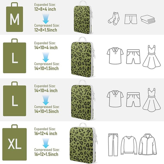 4-Piece Packing Cube Set - Lightweight Luggage Organizers for Travel, Vacation and Suitcases - Durable Accessories with Compression