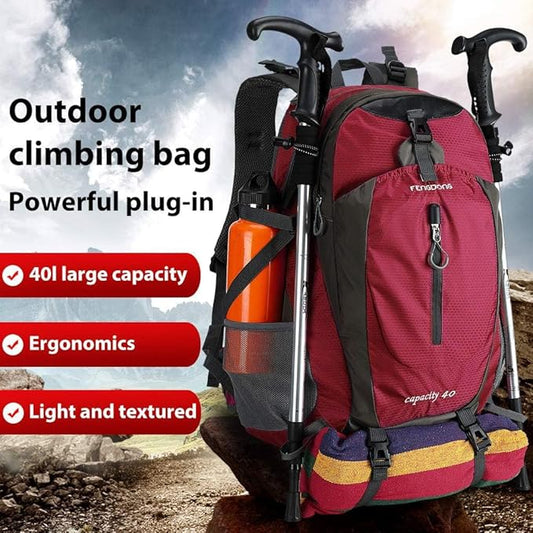 FENGDONG 40L Waterproof Lightweight Hiking,Camping,Travel Backpack for Men Women Red