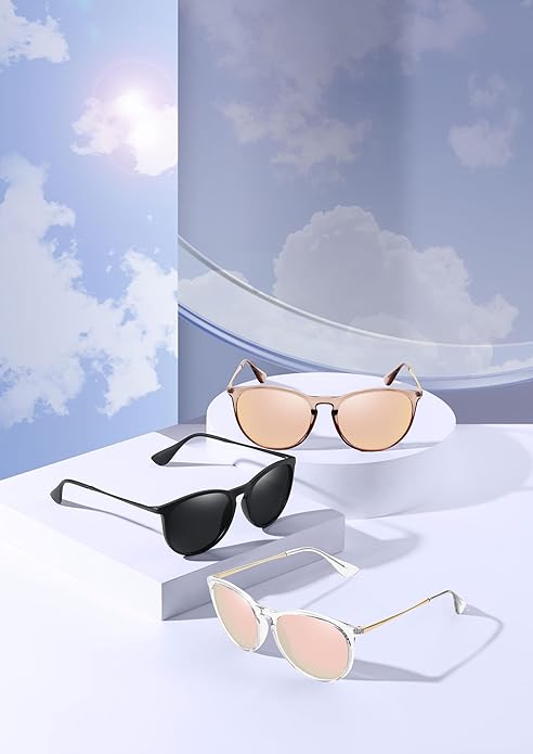 Retro sunglasses womens 2024 trendy round classic glasses