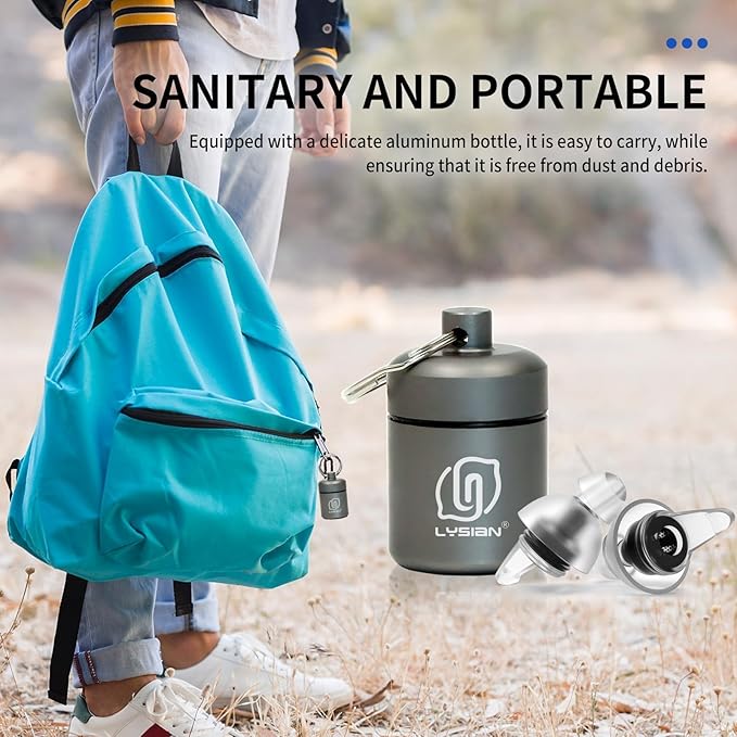 LYSIAN High Fidelity Concert Ear Plugs for Music- 2 Pairs Reusable Musicians Earplugs for Noise Cancelling, Concert Festivals, Drummers, DJS, Raves, Games -23dB