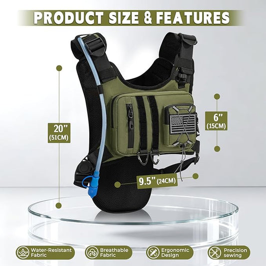 Outdoor Hydration Vest for Running & Hiking, Lightweight Breathable Water Backpack with 2.0L Bladder, Bounce-Free Chest Pack for Marathon, Cycling, Trekking for Men and Women
