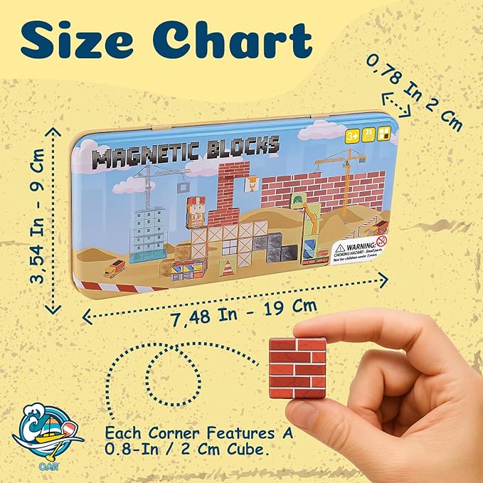 OAR Mini Magnetic Blocks β Montessori Toddler Sensory Magnetic Building Blocks & Tiles STEM Set, Magnet Cubes with Portable Gift Box, Travel Toy for Kids Ages 3-8, Christmas & Birthday Gift