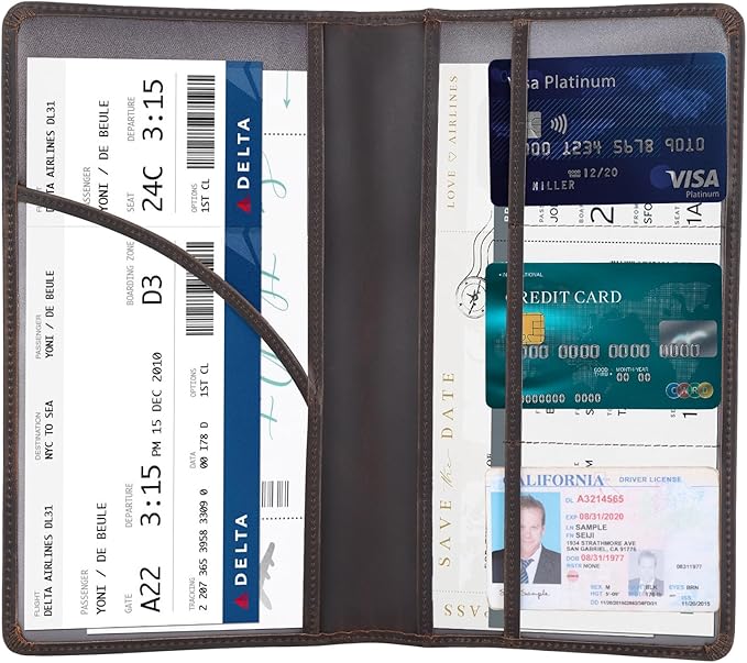 Polare Vintage Full Grain Leather Car Registration and Insurance Card Holder, Vehicle Glove Box Organizer Car Essentials RFID Wallet Case for Driver License, Cards & Documents